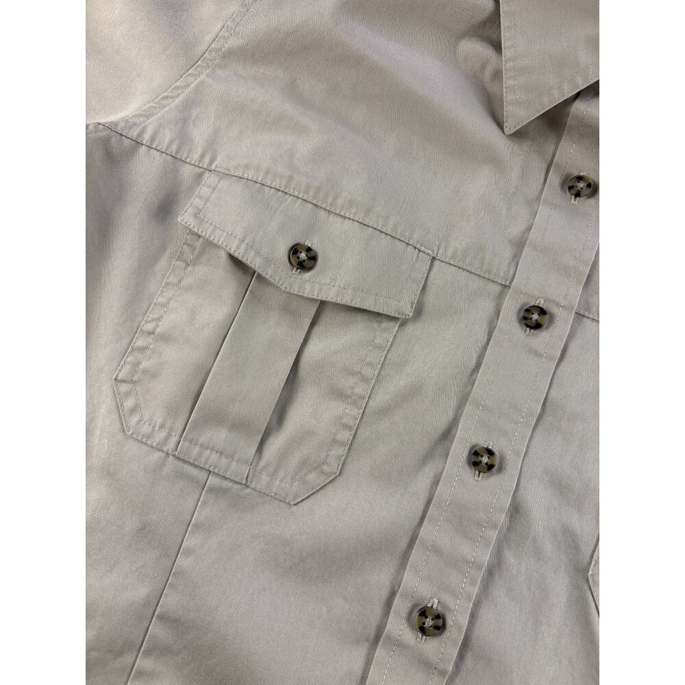 LL Bean Shirt Womens XL Khaki Button Front Epaulet Utility Safari Field VTG - Picture 3 of 8